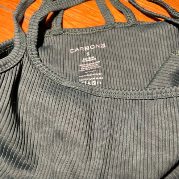 Carbon38 Ribbed Leopard Crop Bra - Color: Green | Size: S - Picture 10 of 15